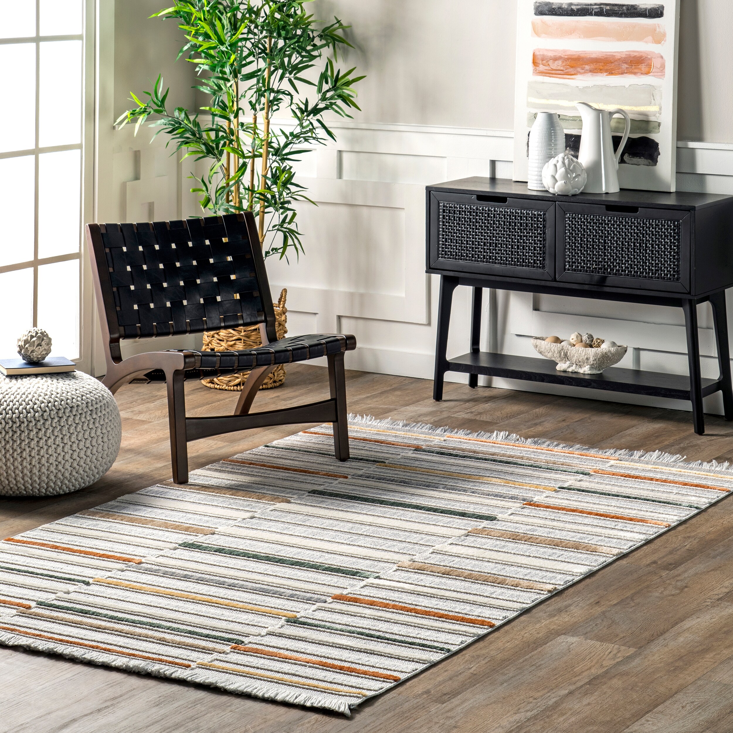 Nuloom Zasu Colorful Striped Fringe Area Rug