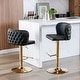 preview thumbnail 32 of 47, Modern PU Upholstered Bar Stools Set of 2, Adjustable Seat Height Swivel Bar Chair, Tufted Backrest Rivet Decorative Bar Stool
