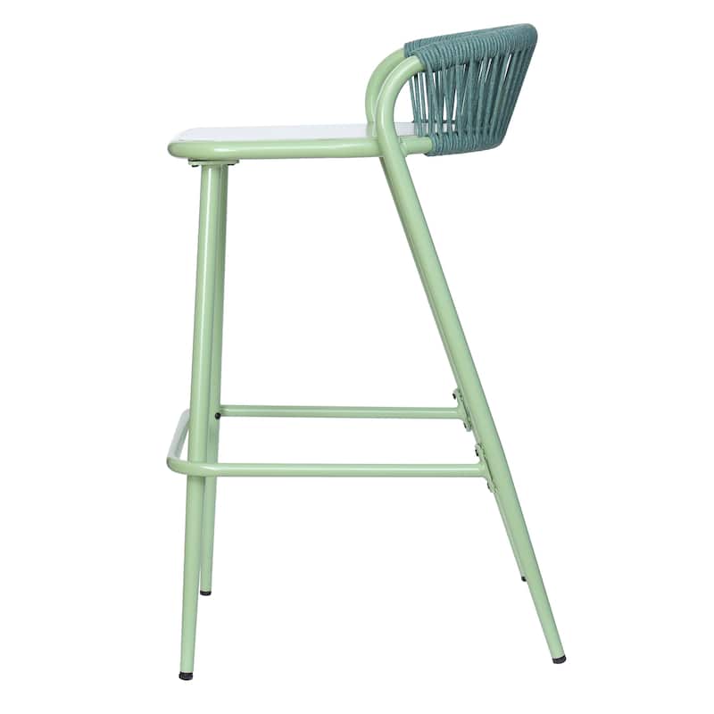 Christopher Knight Home - Samantha Durable Outdoor Barstools with Rope-Woven Backrest, Set of 2