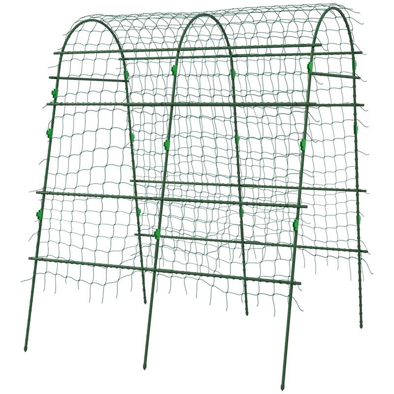Green Steel PE Arch Trellis for Climbing Plants and Vegetables - 56.75" W x 65.75" D x 81" H