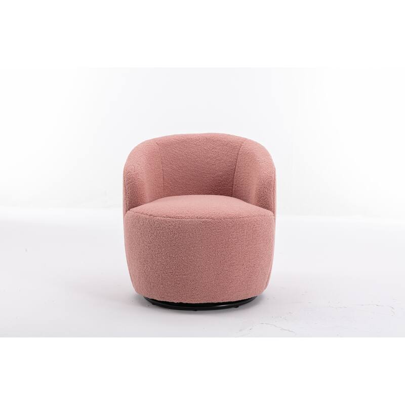 Wool Swivel Barrel Chair with 360° Rotation & Metal Base