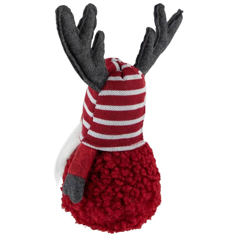 12" Red and White Gnome with Antlers Christmas Decoration