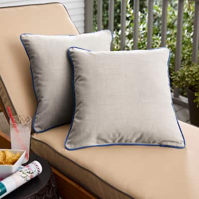 Sunbrella Cast Silver/ Canvas True Blue Indoor/ Outdoor Pillow Set