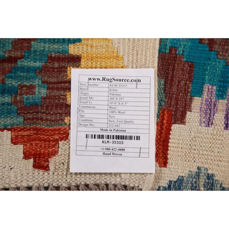 Kilim Oriental Area Rug Hand-Woven Southwestern Wool Carpet - 8'5"x 10'0"