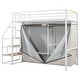 preview thumbnail 8 of 10, Twin Size Metal Loft Bed with Wardrobe and Storage Shelves, White