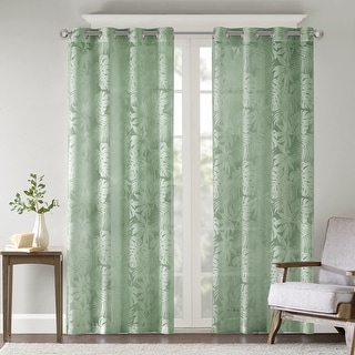 Madison Park Leilani Palm Leaf Burnout Window Curtain Sheer