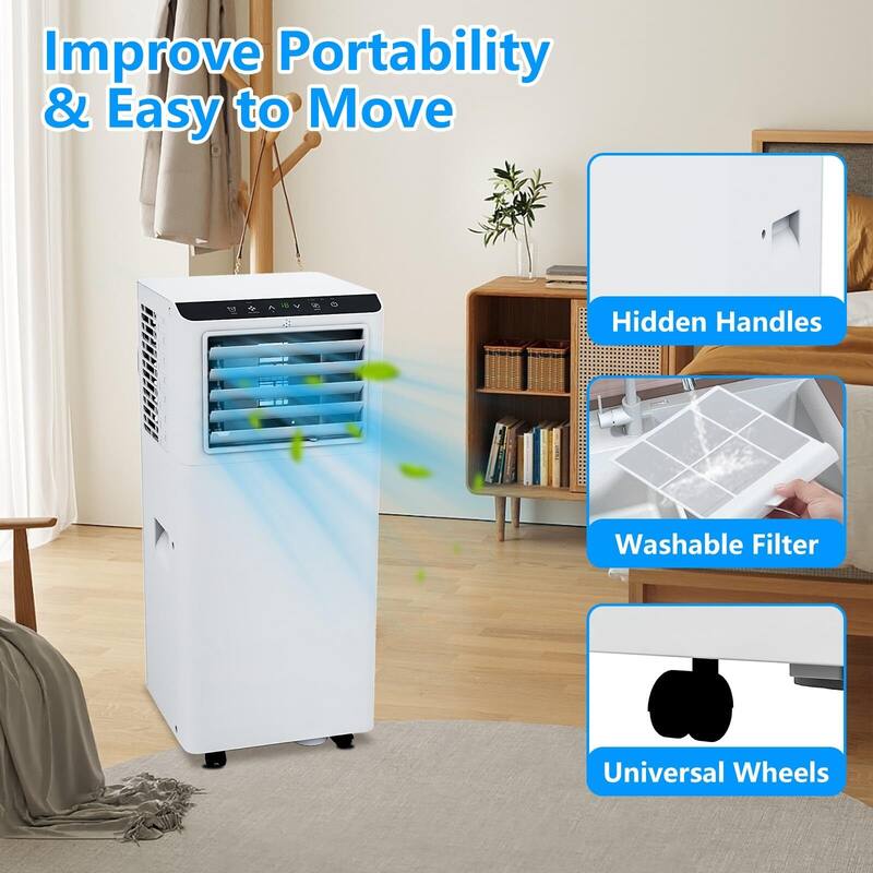 8000 BTU Portable Air Conditioner with Remote, Window Kit Included