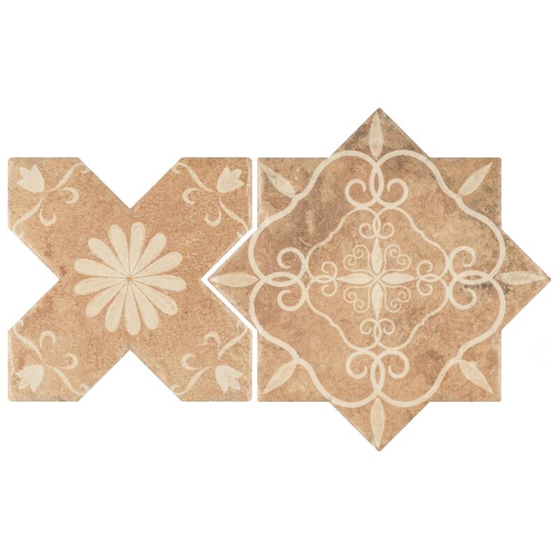 Merola Tile Tech Land Star Fire Temple/Cross Fire Temple 6" x 12" Porcelain Floor and Wall Tile - 2 Tiles