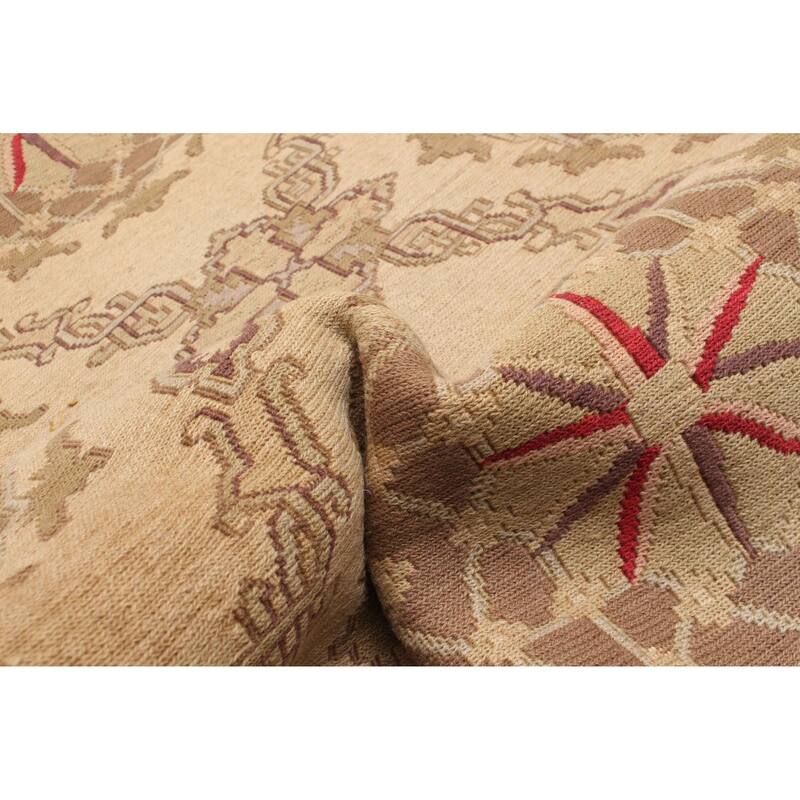 ECARPETGALLERY Flat-Weave Lahor Finest Beige Wool Tapestry Kilim - 2'6 x 12'0