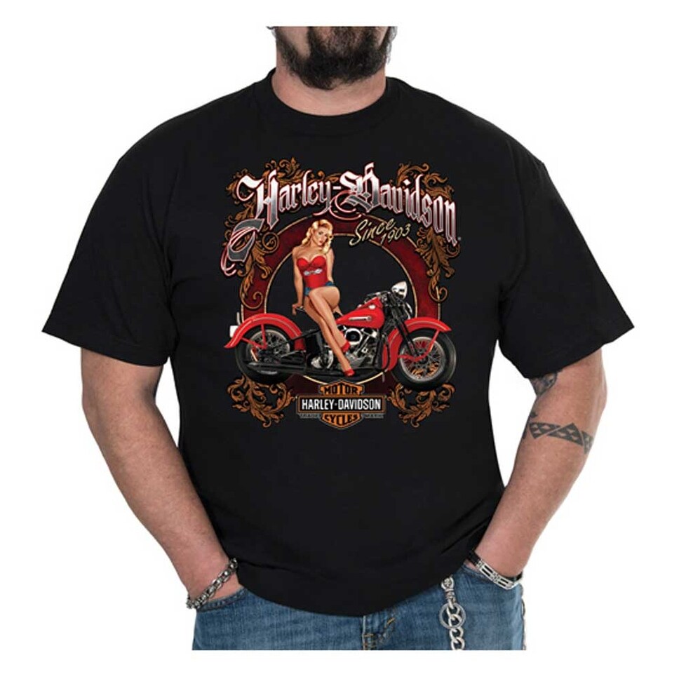 Shop Harley Davidson Men S Vintage Pinup Crew Neck Short Sleeve T