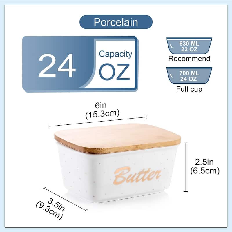 LOVECASA Porcelain 24Oz. Butter Dish with Lid