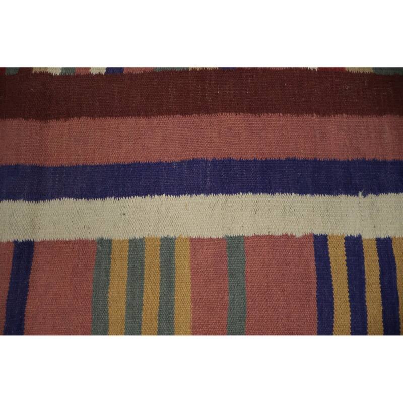 Hand Woven Oriental 100% Wool Carpet Southwestern Tribal Multi-Colored Kilim Area Rug - 9' 8'' X 7' 11''