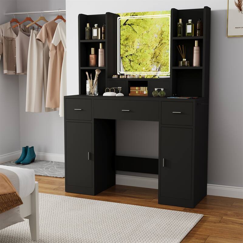 Smart Mirror Dressing Table with Drawers and Storage Cabinet
