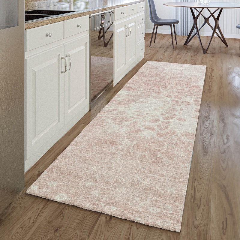 Premium Washable Super Soft Muted Floral Mayfield Rug - Pink - 2' 3" x 7' 6" - Runner