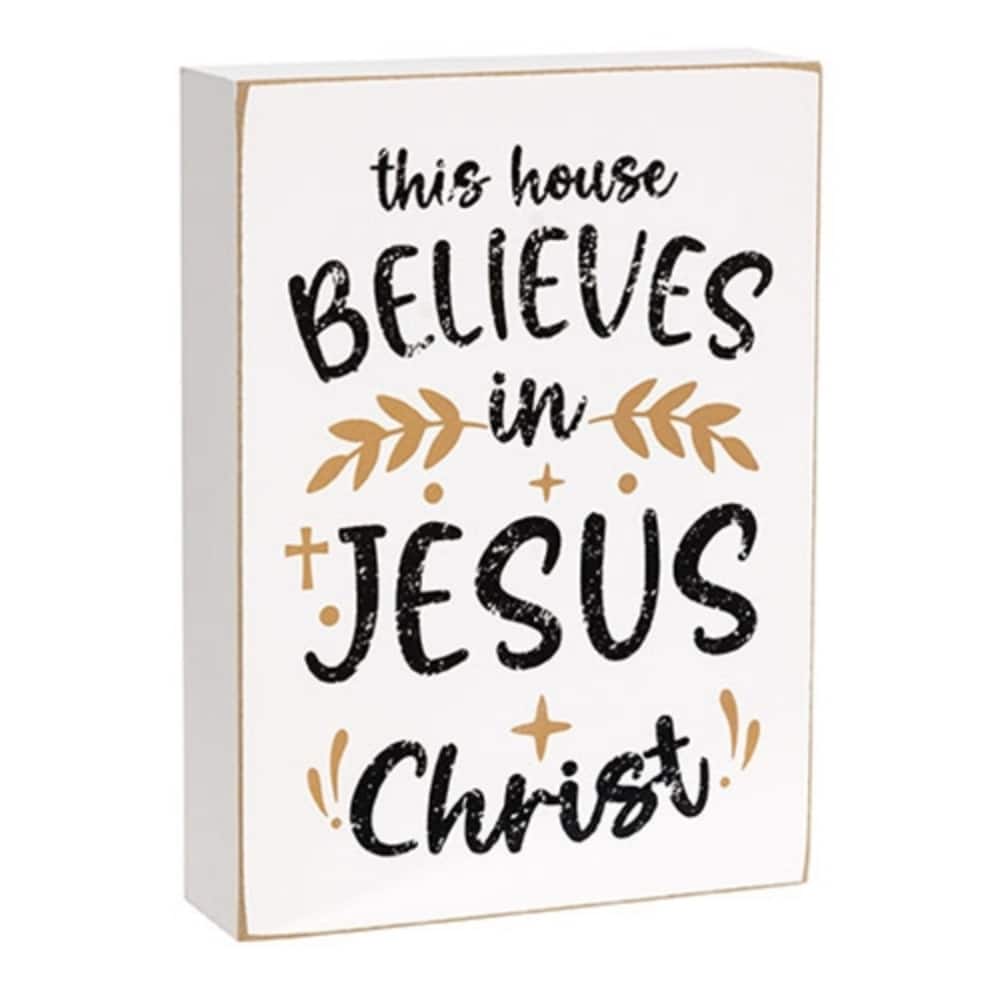 White Black Wooden Box Sign with Gold Accents Faith Home Decor 8x6 Inch - 6 x 1.50 x 8 in.