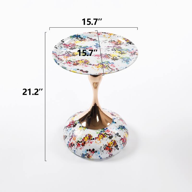 Mermaid Tail End Coffee Table Round Side Table, Modern Metal Pedestal Table