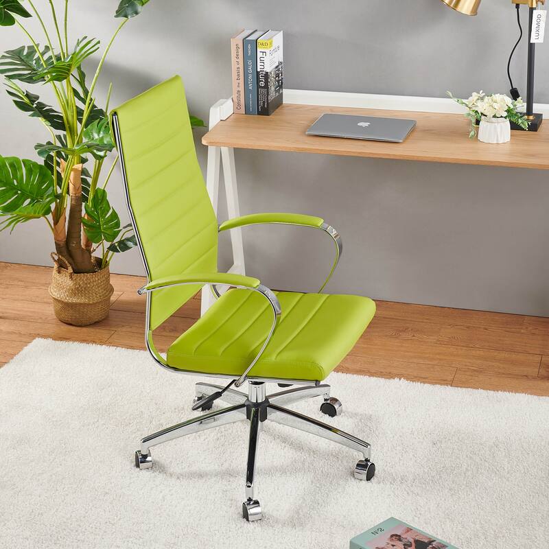 LUXMOD® Office Chair Faux Leather Silver Frame Adjustable and Swivel