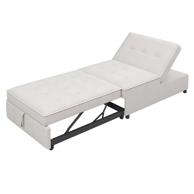 72.5" Linen 4-in-1 3-Seater Sleeper Sofa with 5-Level Adjustable Backrest And Storage Pocket