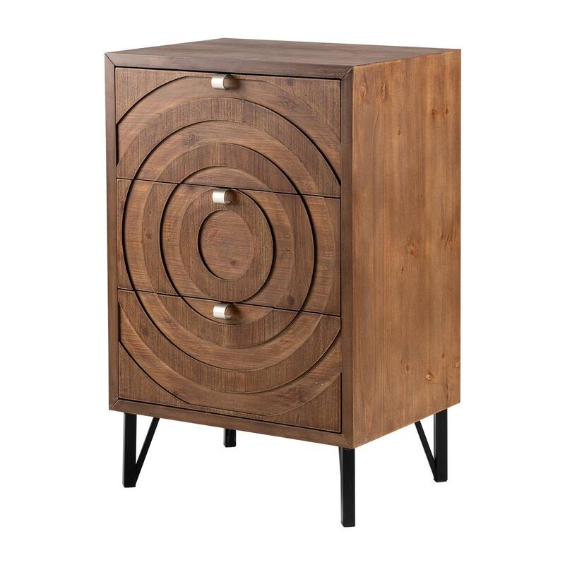 COSIEST Solid Wood Brown Nightstands w Drawers