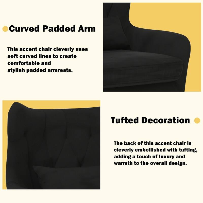 Tuft Velvet Living Room Thick Cushion Accent Chair (Set of 2)