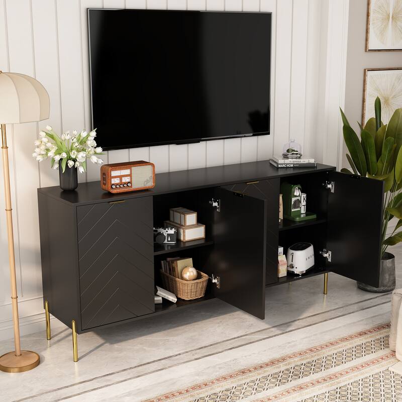 Mid-Century Four Door Storage Buffets Sideboards