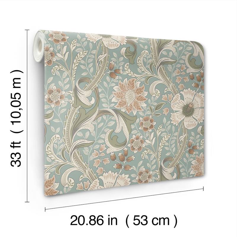 Chesapeake Liora Aqua Floral Trail Wallpaper