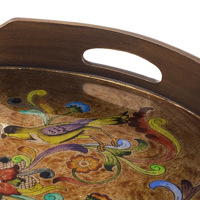 Novica Handmade Heralds Of Spring Reverse-Painted Glass Tray