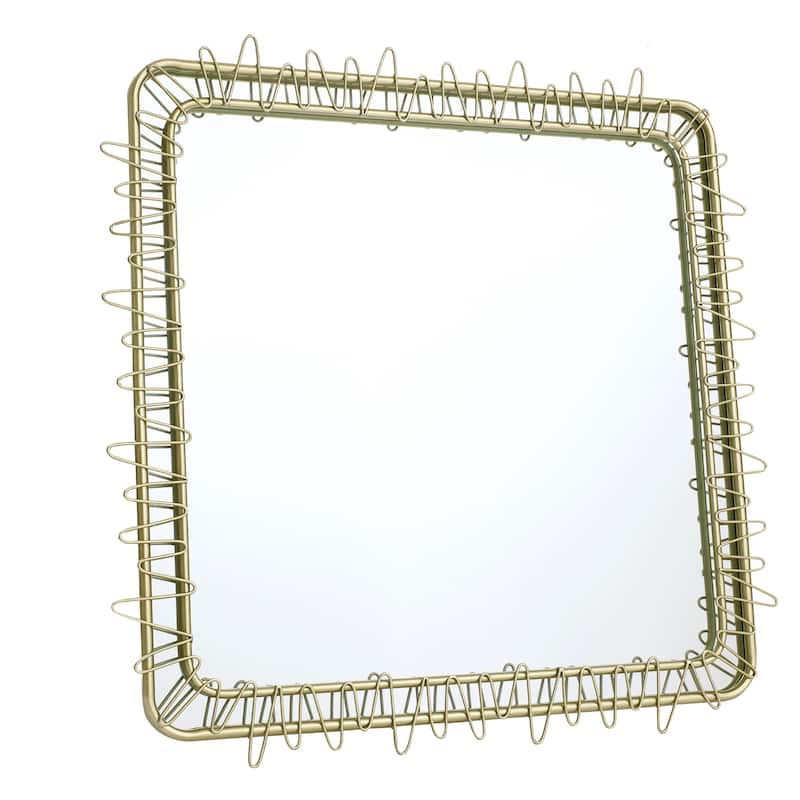 Gold Metal Frame 30.2-In Square Accent Wall Mirror, Bathroom Wall Mirror - 30.23" H x 30.23" W x 0.98" D