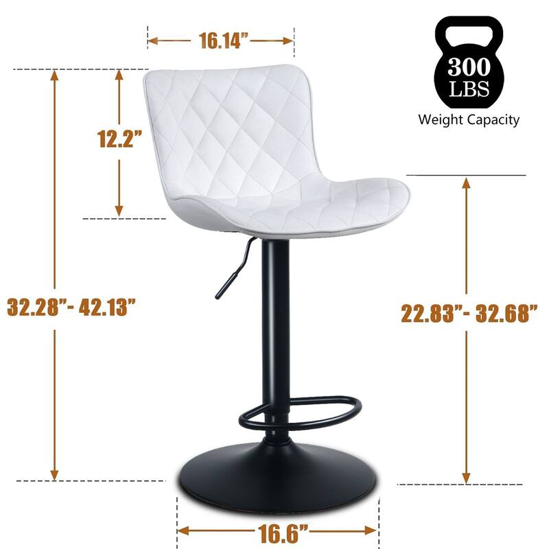 Modern Faux Leather Bar Stools Set of 2, Adjustable Height, Swivel Counter Stools