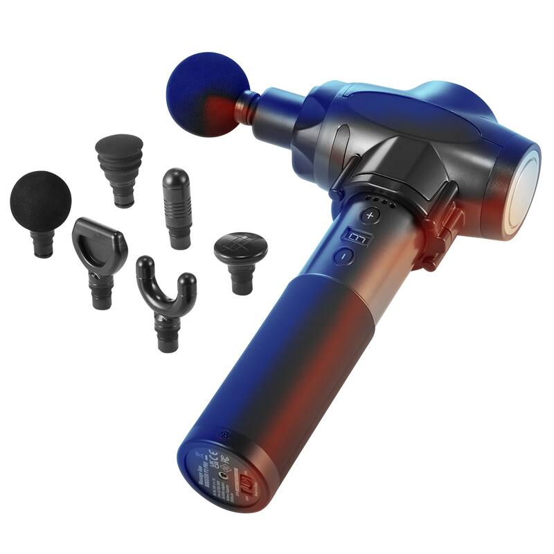 Massage Gun Deep Tissue for Pain Relief, Muscle Relaxation - with 8 Speed Levels & 6 Massage Heads - Blue