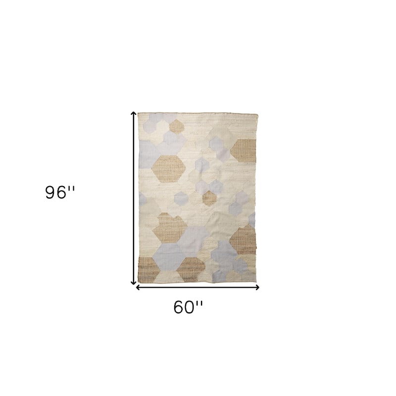 HomeRoots Patchwork Modern Rectangle Area Rug - 96 in. x 60 in. x 0.98 in.