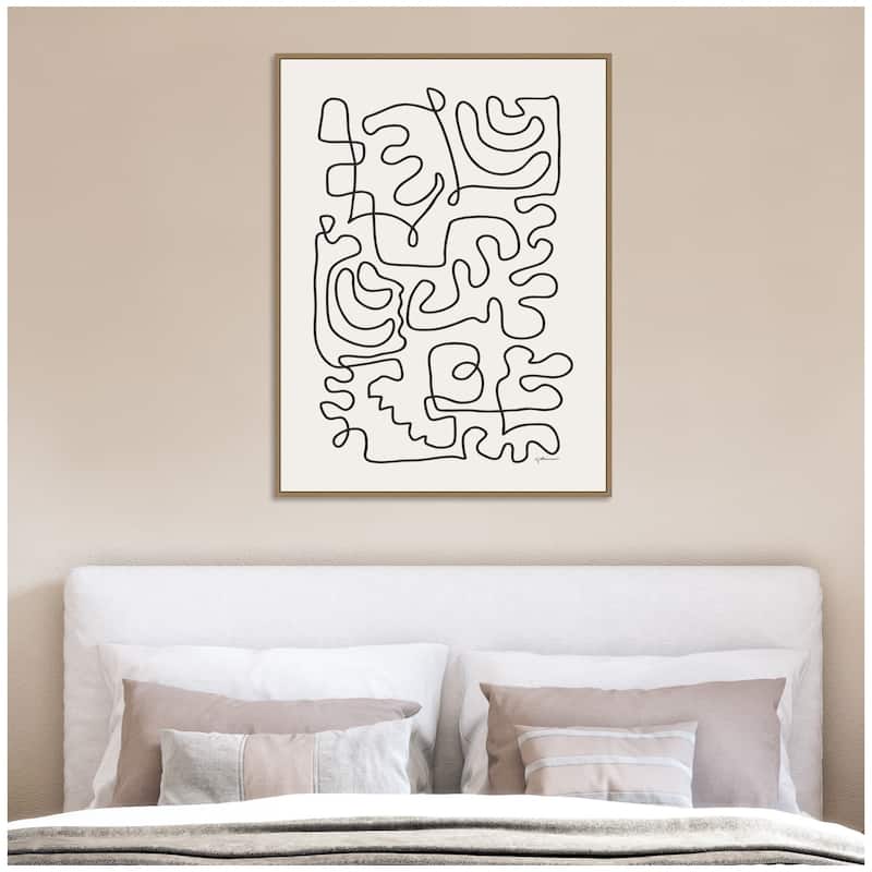Kate and Laurel Connected Lines by Gabrielly Guedes Framed Canvas Wall Art Print