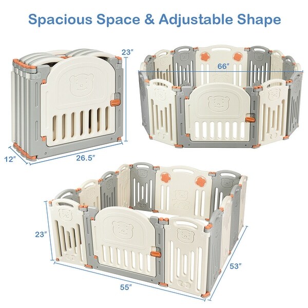 costway 14 panel foldable baby playpen