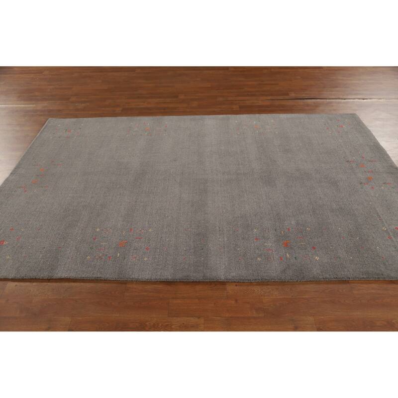 Hand Knotted Oriental 100% Wool Carpet Tribal Tribal Greys & Charcoal Gabbeh Area Rug - 8' 3'' X 5' 2''