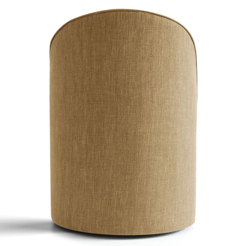 Upholstered Barrel Linen Dining Chair with Casters(Set of 4)