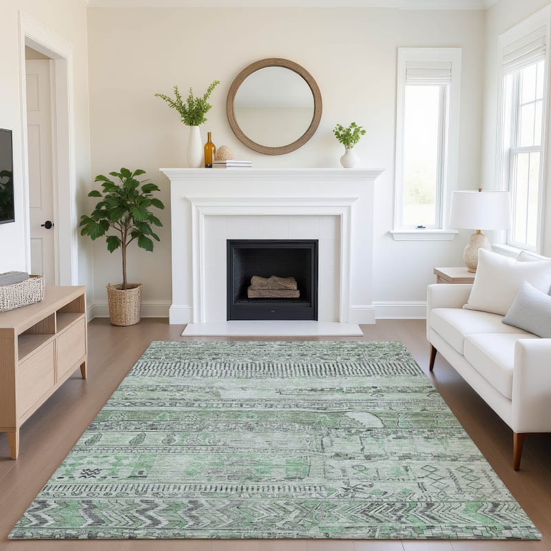 Premium Washable Super Soft Modern Global Mayfield Rug - 3' x 5' - Sage