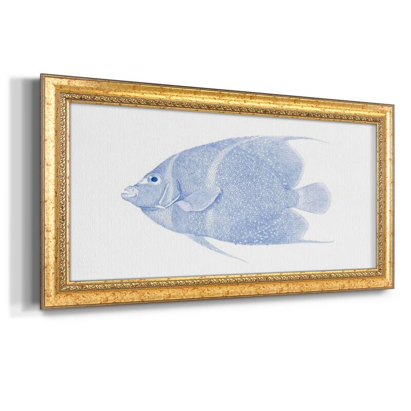 Blue & White Tropical Fish V Premium Framed Canvas- Ready to Hang