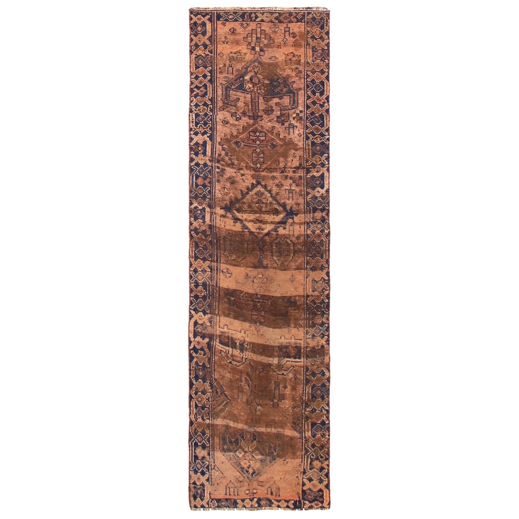 ECARPETGALLERY Hand-knotted Melis Vintage Copper Wool Rug - 3'1 x 10'11