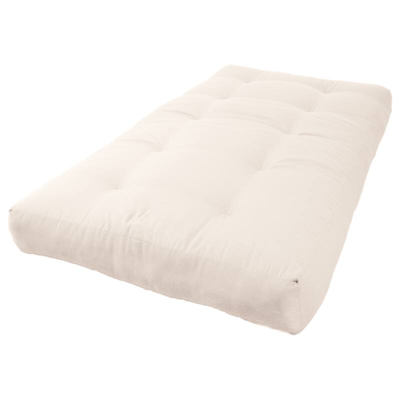 8-inch Thick Twill Futon Mattress (Twin, Full, or Queen) - Natural - Twin