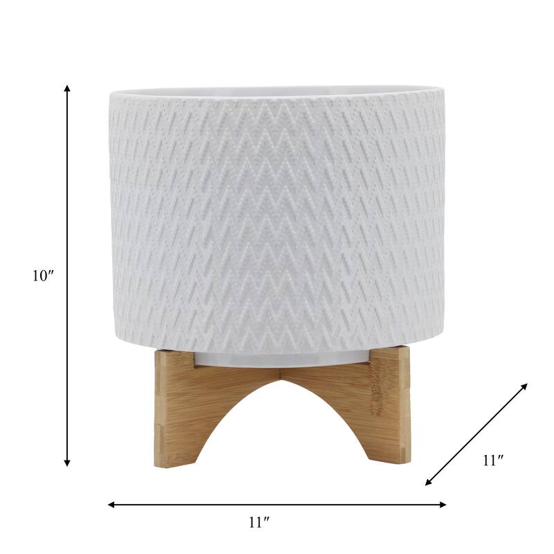 Sagebrook Home White Neutral Ceramic Planter Pot with Stand Indoor/Outdoor