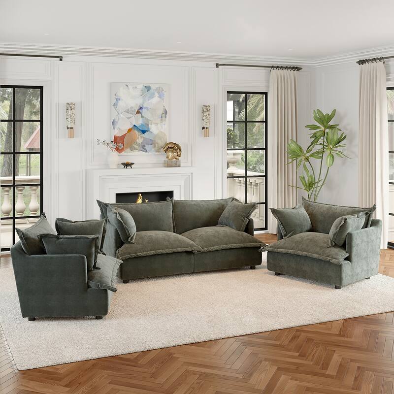 Cloud Chenille Upholstered Modular Sectional Sofa - Gray-4 piece