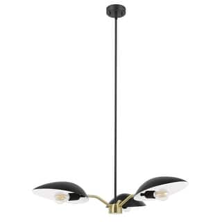 Lindmoor - 3-Light Chandelier Black Finish - Brushed Brass Accents