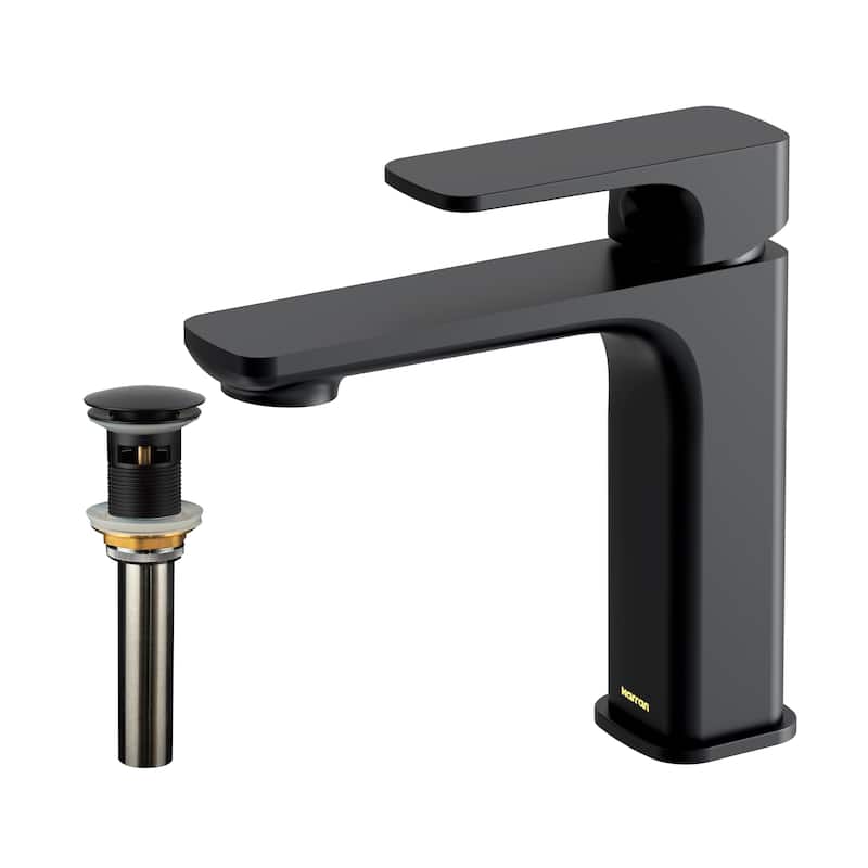 Karran Venda KBF510 Single-Handle Single Hole Basin Bathroom Faucet with Matching Pop-up Drain - Matte Black