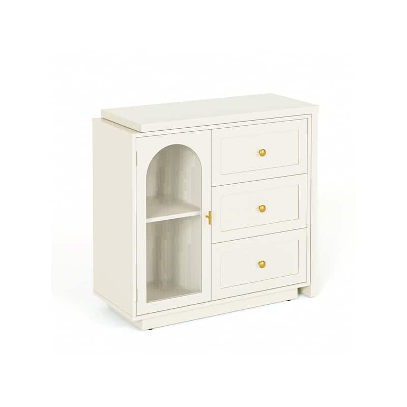 Sunvivi Extendable Corner Vanity 1 Door Makeup Table Without Mirror