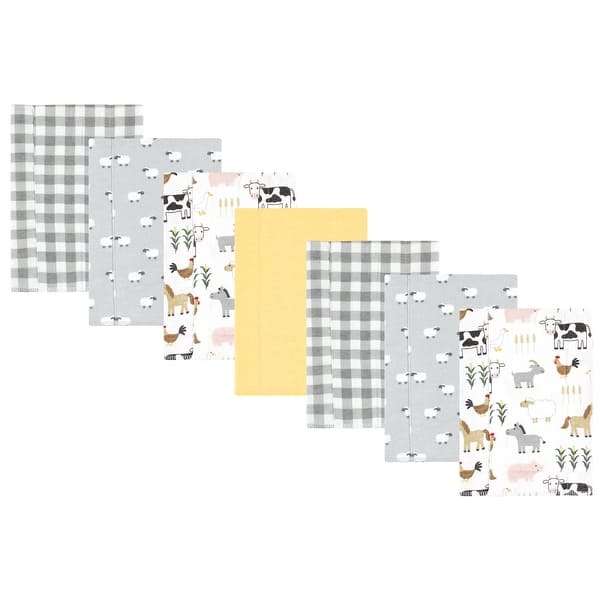 slide 1 of 1, Hudson Baby Cotton Flannel Burp Cloths, Cute Farm 7-Pack, One Size - Cute Farm 7-Pack - One Size One Size - Cute Farm 7-Pack