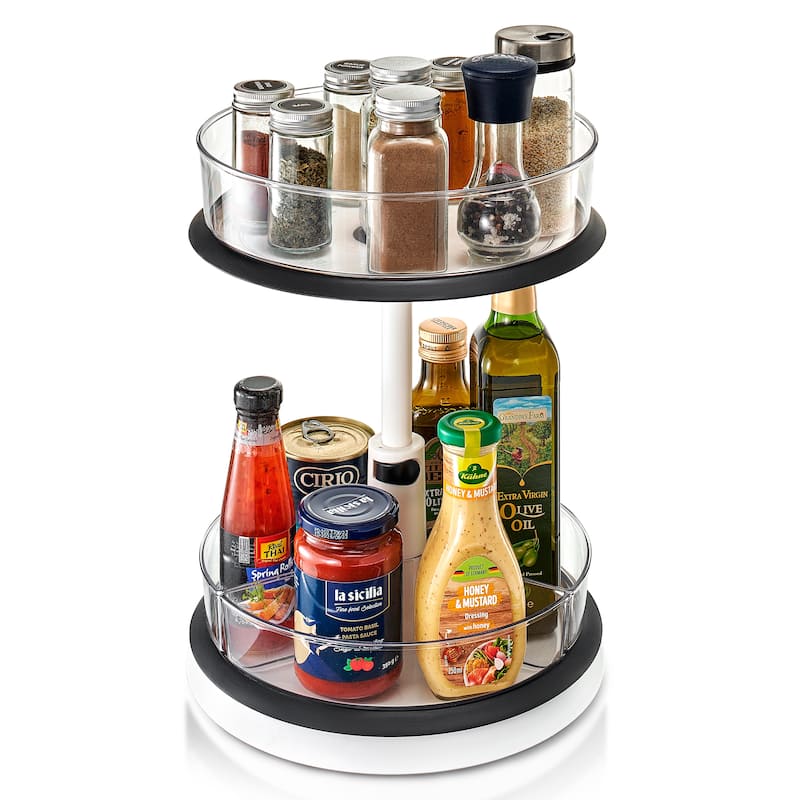 Sorbus 2-Tier Clear Lazy Susan - Rotating Kitchen Organizer - 11.29" L x 11.29" W x 14.68"H