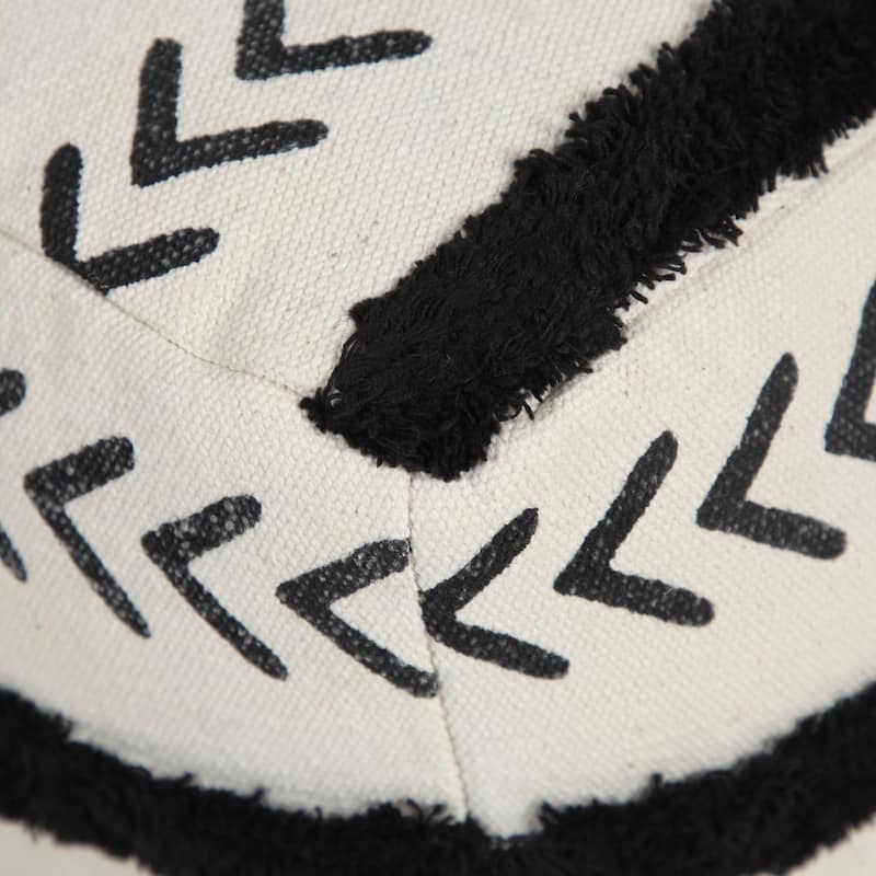 18" White and Black Chevron Stripe Square Pouf Ottoman