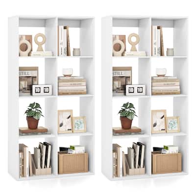 Gymax 2PCS 8-Cube Bookcase Freestanding Cube Storage Organizer w/