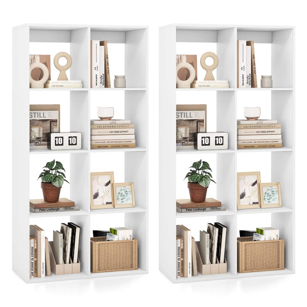 Gymax 2PCS 8-Cube Bookcase Freestanding Cube Storage Organizer w/