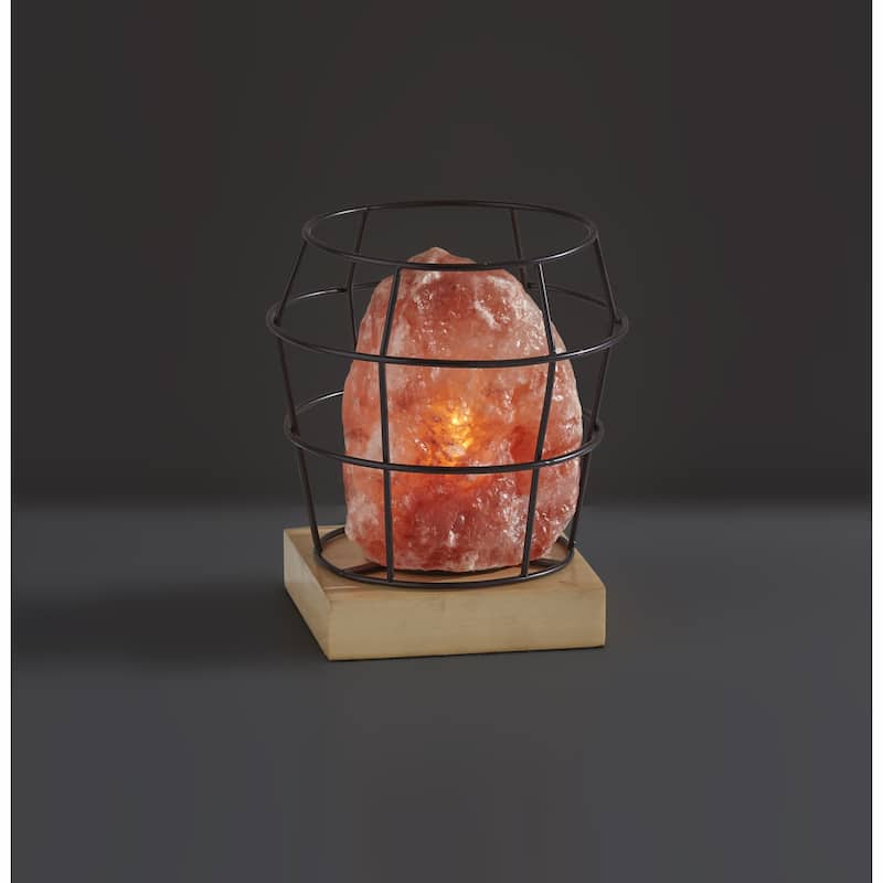 Adesso Black Wire Faith Himalayan Salt Table Lamp - 7 in W x 8 in H x 7 in D
